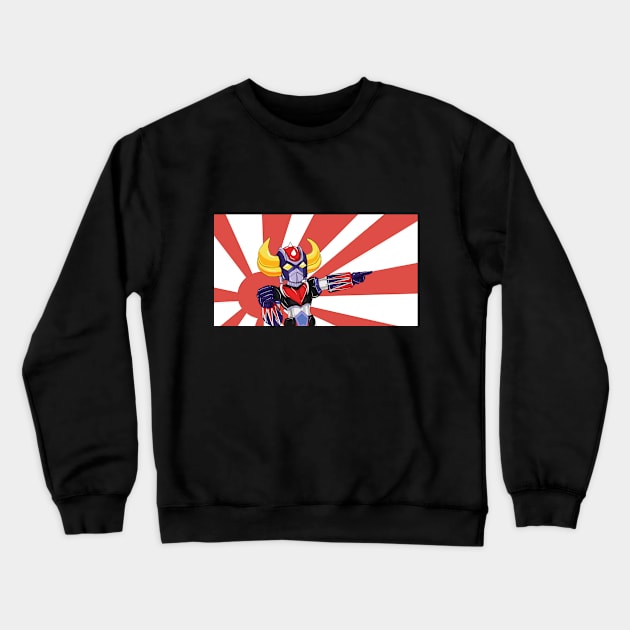 Bobblehead Grendizer on the rising sun ! Crewneck Sweatshirt by Kornichon